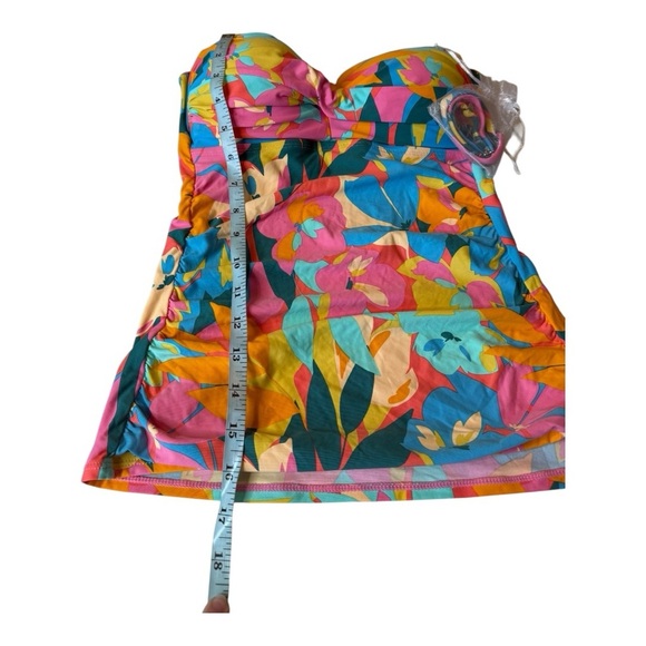 Anne Cole Strapless Floral Bandeau Tankini Top with straps Size Small NEW - Picture 10 of 13